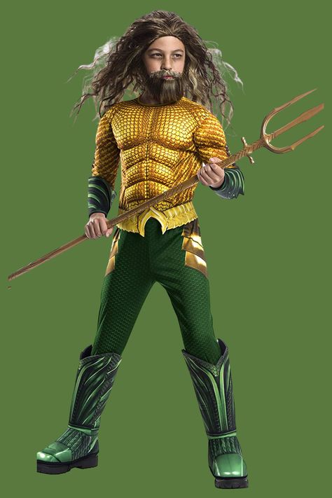 Superhero Costumes For Kids, Aquaman Costume, Staple Accessories, Superhero Costumes Kids, Aquaman Movie, Dc Costumes, Aqua Man, Scruffy Beard, Jason Momoa Aquaman