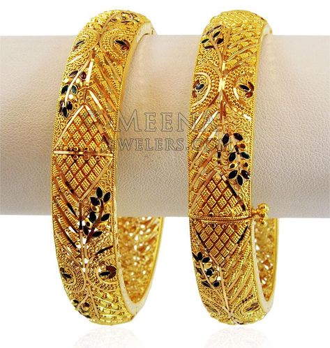 22K Meenakri Gold Kada (1Pc) ( Kadas ) Gold Kangan, Gold Kada, Gold Bangles For Women, Gold Bangle Set, Gold Jewellry, Gold Bridal Jewellery Sets, Gold Pendant Jewelry, Gold Bride Jewelry, Gold Ring Designs