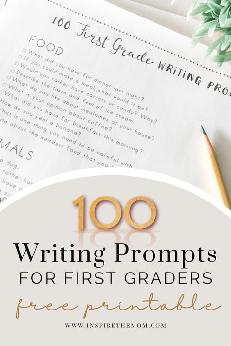 Get a list of 100 writing prompts for first graders! Full free printable list! #first grade writing prompts #writing prompts for kids #first grade #writing prompts for first grade #printable writing prompts #homeschool resource #teacher resource Writing For 1st Grade, Writing Prompts For First Grade, Writing Prompt Ideas, September Writing Prompts, First Grade Writing Prompts, 1st Grade Writing Prompts, Printable Writing Prompts, September Writing, Resource Teacher