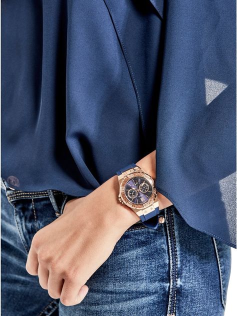 GUESS Womens Stainless Steel Japanese Quartz Watch with Silicone Strap Blue 20: Model: U1053L1 >>> Continue to the product at the image link-affiliate link. Guess Women Watches, Guess Women, Guess Watch, Blue Stain, Interview Outfit, Casual Watches, Elegant Accessories, Women Wrist Watch, Beautiful Watches