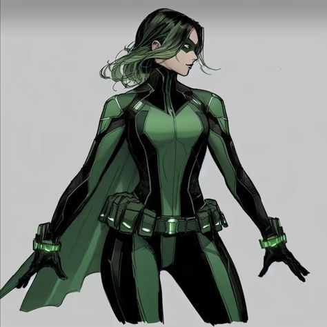 Snake Superhero Suit, Green Superhero Suit Female, Super Hero Suits Designs Female, Superhero Oc Female Outfit, Superhero Oc Female, Superhero Art Oc, Superhero Outfits Design Female, Female Superhero Oc, Female Villain Oc