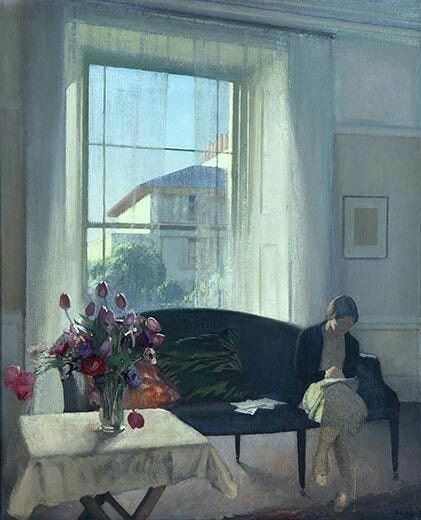 "The Quiet Room" by George Clausen (1929). British painter. Locatio George Clausen, Galleria D'arte, Lady Godiva, Odilon Redon, Quiet Room, William Adolphe Bouguereau, Interior Paintings, Mary Cassatt, A Room With A View