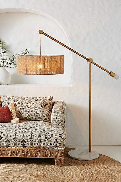 Anthropologie Topanga Jute Floor Lamp #ad #homedecor #homestyle #homedecorideas  #AnthroFave #AnthroRegistry #bohochic #boho #glam #homedecorideas #livingroom #livingroomideas #livingroomdecor #masterbedroom Furnitur Ruang Keluarga, Lamp Makeover, Diy Lampe, Hanging Furniture, Floor Lamps Living Room, Lounge Decor, Rustic Living Room, Living Room Diy, Diy Lamp