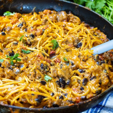 Spicy Southern Kitchen Recipes, Taco Spegetti, Creamy Taco Spaghetti, Tex Mex Spaghetti, Spaghetti Casseroles, Mexican Spaghetti, Spicy Spaghetti, Spicy Southern Kitchen, Mexican Pasta