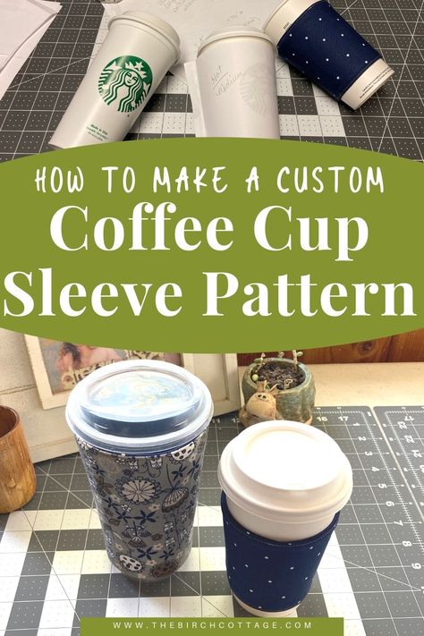 Ice Coffee Cozy Pattern, Iced Coffee Cozy Sewing Pattern, Cup Cozies Fabric, Coffee Cup Cozy Template, Coffee Coozie Diy Sleeve Pattern, Quilted Coffee Cup Cozy, Diy Coffee Cozy, Iced Coffee Sleeve Pattern, Coffee Cup Sleeve Pattern