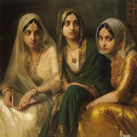 Women Paintings Classic, Old Indian Paintings, Indian Fantasy Art, Indian Paintings Traditional, Indian Ancient Art, Sobha Singh, Indian Woman Art, Traditional Art Painting, Women Culture