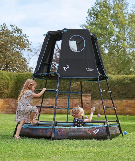 TP Toys 870 Explorer Metal Climbing Frame Black Edition with Platform & Den | TP852 | 18 Months-Low 12 Years-Full Height | Outdoor & Garden Toys for Kids 18m Shaded Play Area, Tent Platform, Wooden Climbing Frame, Cargo Net, Roll Up Doors, Playset Outdoor, Jungle Gym, Climbing Frame, Ball Pit