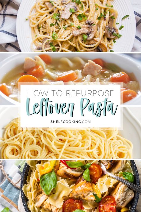 Don't get into a dinnertime rut! Use these creative tips to repurpose your leftovers and create something brand new! Leftover pasta recipes, here we come! Leftover Recipes Ideas, Recipes With Leftover Pasta, Leftover Pasta Bake, Left Over Pasta, Recipes With Leftover Noodles, Leftover Pasta Ideas, Leftover Noodles Recipes, Leftover Pasta Noodles, What To Do With Leftover Pasta