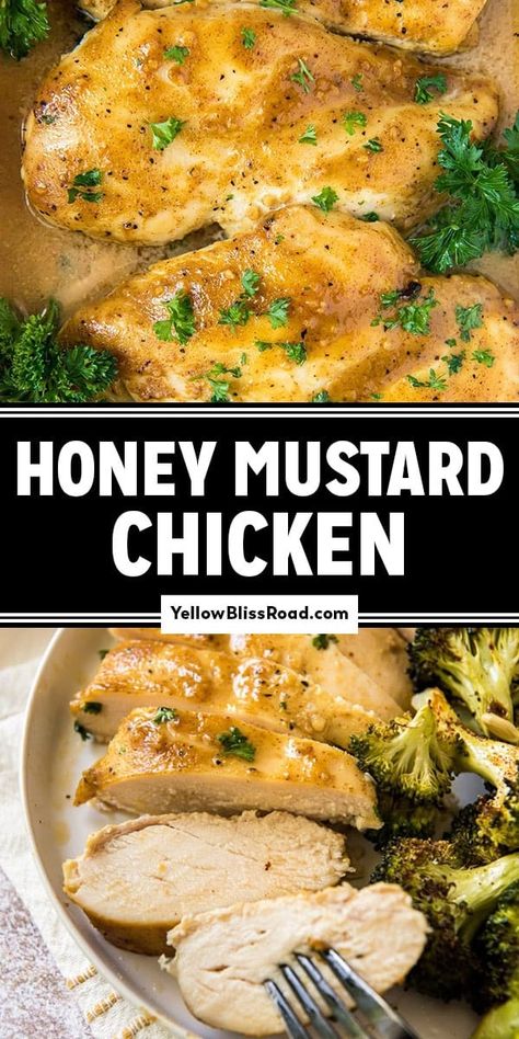 Honey Mustard Chicken is a simple baked chicken breast with a sweet and tangy sauce that takes just minutes to prepare. Honey Dijon Sauce For Chicken, Honey Chicken Breast Recipes, Simple Baked Chicken Breast, Chicken Honey Mustard, Mustard Roasted Chicken, Honey Chicken Breast, Baked Chicken Tenderloins, Simple Baked Chicken, Dijon Mustard Chicken