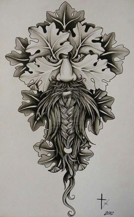 Green Man Tattoo, Pagan Tattoo, Goblin Art, Autumn Tattoo, Beginner Tattoos, Celtic Green, Man Tattoo, Pyrography Patterns, Wood Spirit