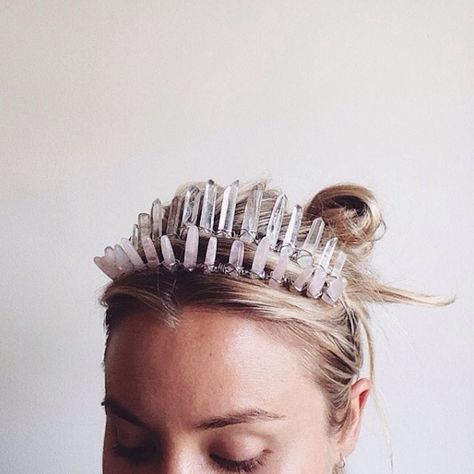 How to make a DIY crystal crown | Well+Good Diy Crystal Crown, Energy Muse, Jewelry By Brand, Diy Crown, Aura Crystals, Metal Headbands, Crystal Tiaras, Crystal Crafts, Diy Crystals