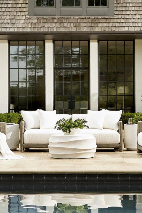 outdoor sofa, patio sofa, oversized patio sofa, large patio sofa, white patio sofa, luxury patio furniture, large cushion patio sofa Outdoor Lounge Seating, California Outdoor, Weathered Teak, Lexington Home, Outdoor Couch, Patio Lounge Chairs, Classic Outdoor, Furnishings Design, Teak Frame