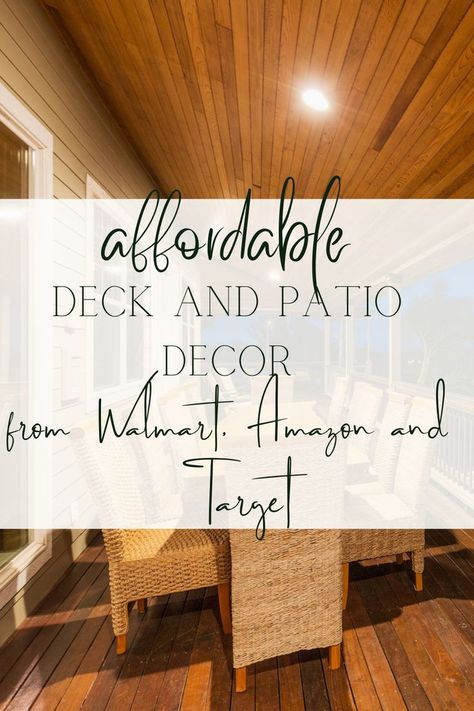 Outdoor Patio Styling Ideas, How To Style A Deck, Screened In Porch Wall Decor, Diy Outdoor Porch Decor, Decorating A Deck Ideas, Back Deck Decor Ideas, Farmhouse Patio Decorating Ideas, Large Deck Decorating Ideas, Screen Porch Decorating Ideas