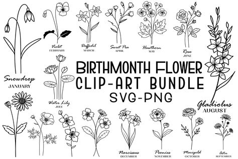 Birth Month Svg Bundle Botanical Svg Free, Free Birth Month Flowers Svg, Botanical Silhouette, Birth Flower Svg, February Birth Flowers, Create Icon, Mathematical Equations, Flowers Svg, Month Flowers