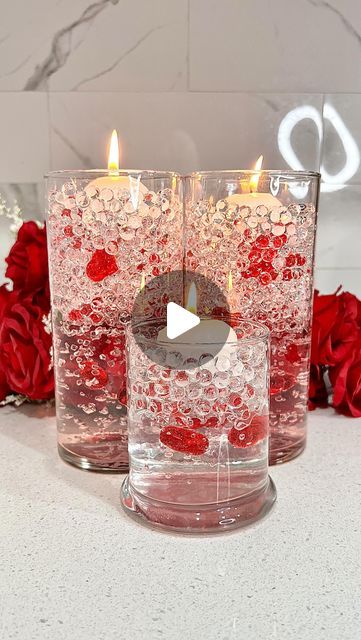 Floating Gel Beads, Floating Candles Decoration Ideas, Making Floating Candles, Candle For Valentine, Water Beads Christmas Ideas, Diy Gel Candles How To Make, Gel Water Beads, Floating Water Beads Centerpiece Ideas, Flotting Candles