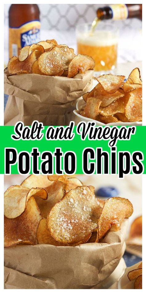 Salt And Vinegar Potatoes Chips, Homemade Kettle Cooked Potato Chips, Salt And Vinegar Chips Air Fryer, How To Make Salt And Vinegar Chips, Salt Vinegar Chips, Homemade Potato Chip Seasoning, How To Make Homemade Potato Chips, Potato Chip Recipes Baked, Potato Chip Recipe