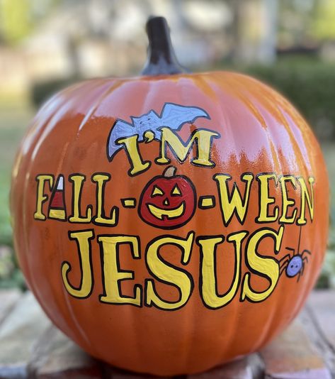 Pumpkin Painting Bible Verse, Christian Pumpkins Painting, Cute Christian Pumpkin Painting Ideas, Pumpkin Painting Ideas Jesus, Percy Jackson Pumpkin Painting, Jesus Pumpkin Painting, Christian Painted Pumpkins, Bible Pumpkin Painting, Pumpkin Fall Painting