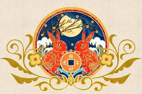 Year of the Rabbit, Chinese Zodiac 2023, 1999, 1987, 1975, 1963... Rabbit's Prediction in 2022 Natal, Year Of Rabbit Chinese Zodiac, Chinese Year Of Rabbit, Chinese New Year Rabbit Art, Imlek 2023 Rabbit, Rabbit New Year Illustration, Rabbit Year Illustration, Year Of The Rabbit Tattoo, Year Of The Rabbit Wallpaper