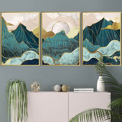 Tela, Bergen, Teal Wall Prints, Bedroom 2023, Teal Wall Art, Room Styling, Teal Art, Room Aesthetics, Mountain Canvas