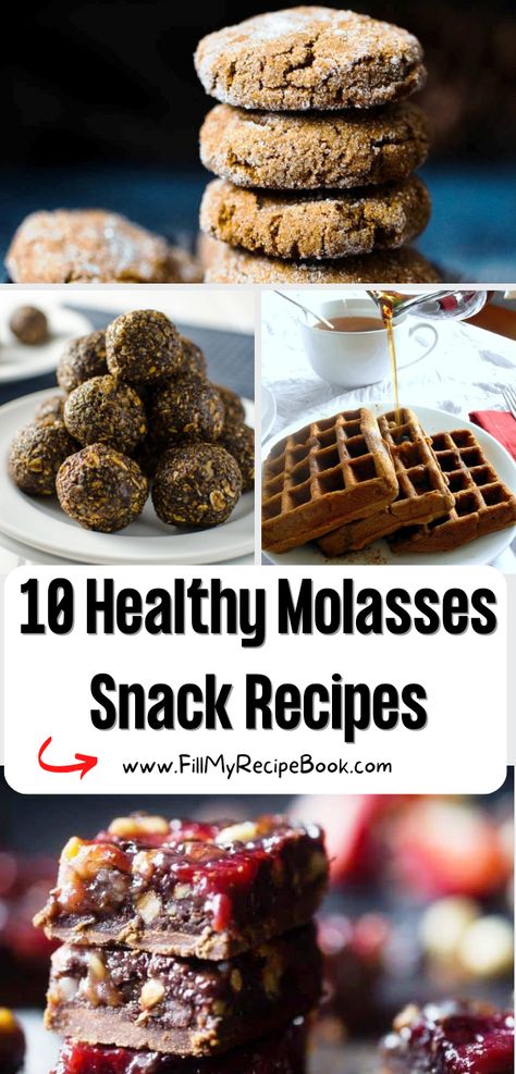 10 Healthy Molasses Snack Recipes ideas. Tasty sweet homemade desserts, in cookies, waffles, snack bars, biscuits and cakes recipes. Molasses Dessert Recipes, Baking With Molasses, Dark Corn Syrup Recipes, Healthy Molasses Recipes, Healthy Molasses Cookies, Molasses Recipes Healthy, Desserts With Molasses, Recipes Using Molasses, Black Strap Molasses Recipes