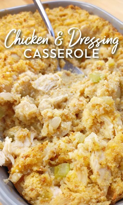 Chicken Dressing Recipe, Chicken Dressing Casserole, Chicken And Dressing, Dressing Casserole, Chocolate Coffee Cake, Chicken And Dressing Casserole, Baked Apple Fritters, Dressing Recipes Thanksgiving, Chicken Dressing