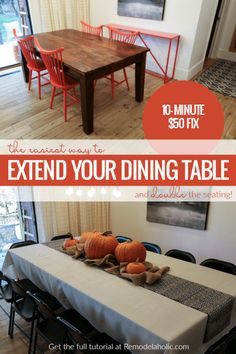 How to Hack a Bigger Dining Table for Thanksgiving #hacks #thanksgivingtable #thanksgivingdinner #remodelaholic #plywood  How to Hack a Bigger Thanksgiving Hacks, Big Dining Table, Diy Dining Room Table, Dining Table With Leaf, Plywood Table, Build A Table, Thanksgiving Dinner Table, Diy Dining Room, Diy Dining Table