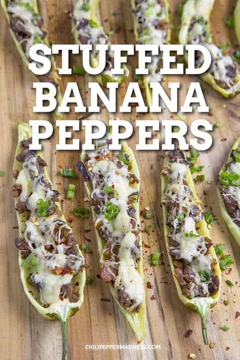 Stuffed Banana Peppers Recipe, Banana Peppers Recipe, Farfalle Pasta Recipes, Easy Dinner Side Dishes, Chopped Beef, Recipes With Banana Peppers, Hot Banana Peppers, Vindaloo Recipe, Homemade Hot Sauce