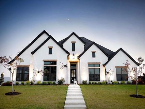 White Modern Farmhouse, Black Roof, Dream Life House, Casa Country, Modern Farmhouse Home, Gorgeous Houses, Casa Exterior, Modern Farmhouse Exterior, Black House Exterior