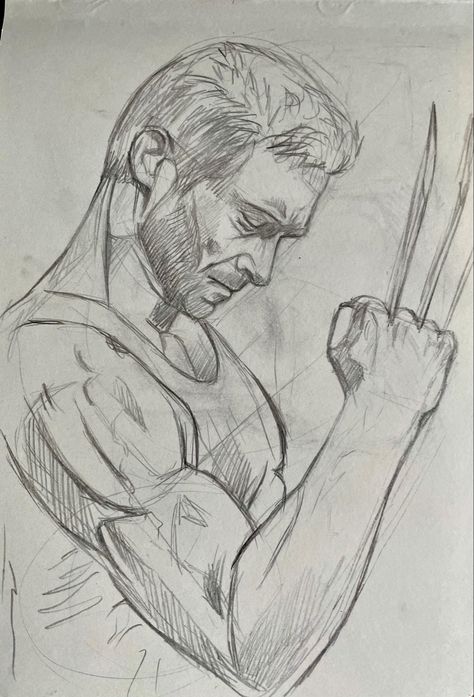 Hugh Jackman wolverine sketch drawing Croquis, Hugh Jackman Drawing, Wolverine Drawing Sketches, Wolverine Drawing Easy, Marvel Drawings Sketches, Wolverine Art Sketches, Marvel Sketches Pencil, The Boys Drawing, X Men Drawing