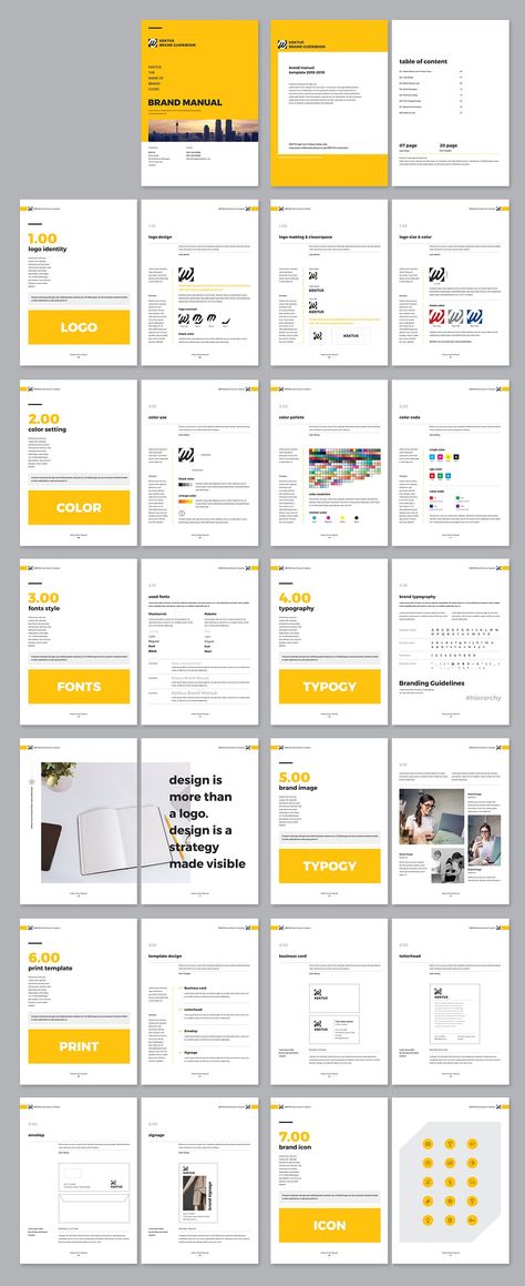 Brand Manual by OrcShape on @creativemarket Manual Layout Design, Brand Manual Design, Rfp Template, Corporate Design Manual, Guidebook Design, Booklet Layout, Logo Color Schemes, Brand Guidelines Design, A4 Template