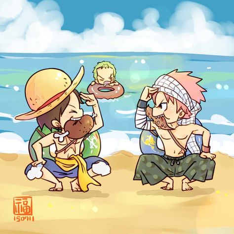 Untitled on We Heart It Fairy Tail Anime Natsu, One Piece New World, Anime Beach, One Piece Crossover, One Piece Fairy Tail, Fairy Tail Photos, Tecno Spark 10, Natsu Fairy Tail, Luffy Zoro