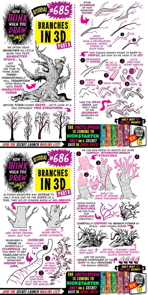 Etherington Brothers, Branch Drawing, Comic Tutorial, How To Think, Online Lessons, Learn How To Draw, Drawing Lessons, Digital Art Tutorial, Art Tips