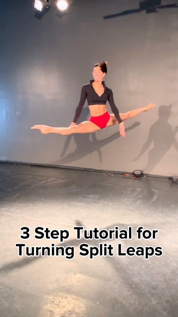 Floor Leap Tutorial, Split Leap Drills, Leap Tutorial, Contemporary Dance Moves, Gymnastics Floor, Middle Splits, Gymnastics Stretches, Dance Technique, Fitness Challenges