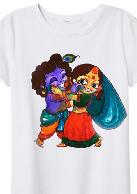 Holi Tshirt Design For Kids, Holi T Shirt Design, Holi Tshirt Design, Kids Tshirt Designs, Shirt Painting, Holi Photo, Holi Images, Holi Special, Gift Cartoon