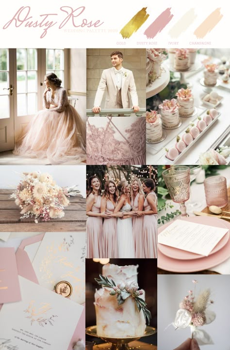 Dusty Rose Wedding Palette Blush Pink White And Greenery Wedding, Champagne Color Palette Wedding Rose Gold, Champagne Dusty Rose Wedding, Dusty Pink And Beige Wedding, Dusty Rose And Gold Wedding Theme, Dusty Pink And Champagne Wedding, Champagne And Dusty Rose Wedding, Dusty Rose Wedding Palette, Rose Wedding Palette