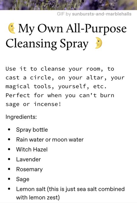 Witchcraft Cleansing Spray, Cleansing Wash Witchcraft, Cleansing Without Incense, Spiritual Floor Wash Recipe, Cleansing Spray Witchcraft, Cleansing Essential Oils, Goddess Magick, Smudge Spray, Cleansing Spray