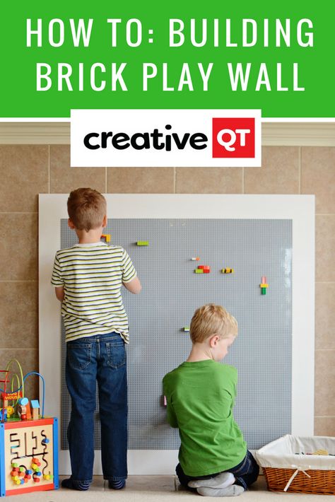 How To Build a LEGO Compatible Play Wall – Creative QT Lego Wall Diy, Diy Lego Wall, Makerspace Projects, Play Wall, Makerspace Ideas, Toy Clutter, Lego Wall, Plywood Board, Kid Hacks