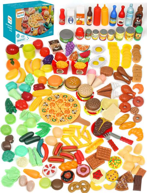 Kids Play Food, Kitchen Play Set, Accessoires Barbie, Play Kitchen Accessories, Play Food Set, Kids Play Kitchen, Pretend Play Food, Pretend Food, Toy Food