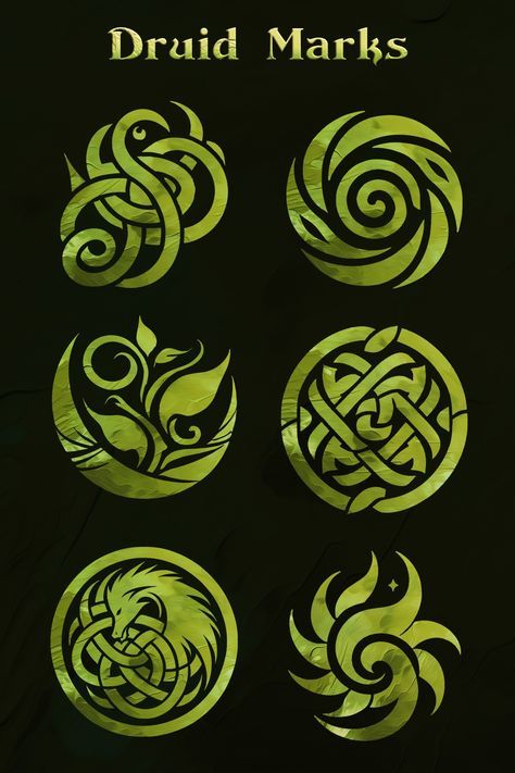 Druid Tattoo, Druid Symbols, Dnd Druid, Wild Shape, Nature Symbols, Dnd Stories, Cool Symbols, Dnd Classes, Elemental Magic