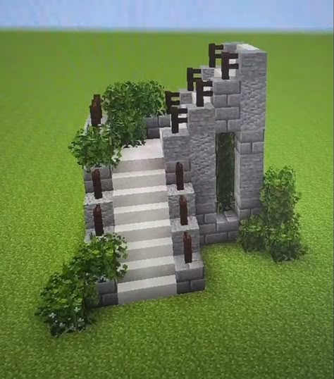 creds to @/ sillyblocks on TikTok Minecraft Staircase, Case Minecraft, Minecraft Garden, Houses Minecraft, Rumah Minecraft Sederhana, Minecraft Mansion, Bangunan Minecraft, Minecraft House Plans, Minecraft Farm