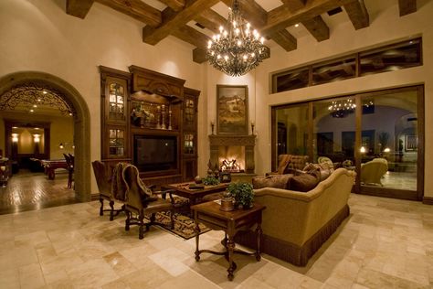 TV room Tuscan Family Room, Family Room With Tv, Tuscany Style Home, Lush Landscape, European Elegance, Front Courtyard, Tuscan Design, Dream Life House, Mediterranean Home Decor