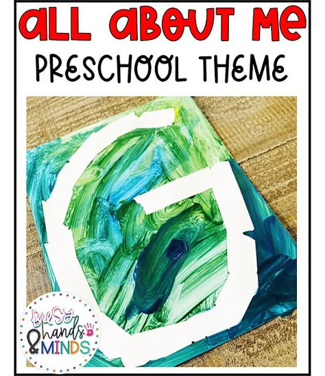 All About Me Preschool Theme | Busy Hands and Minds This Is Me Portrait Preschool, All About Me Painting Activities, Wonderful Me Art For Preschool, All About Me Discovery Preschool, Second Week Of Preschool Activities, Curious Me Preschool Activities, All About Me Preschool Projects, All About Me Infant Art, All About Me Art And Craft