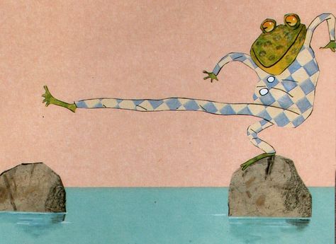 Leap Frog Leaping Stones Dancing Animals Illustration, Frog Leaping, Sleeping Frog Illustration, Frog Vintage Illustration, Dancing Frog Illustration, Stone Illustration, Pajamas Vintage, Medieval Frog Art, Frog Scientific Illustration