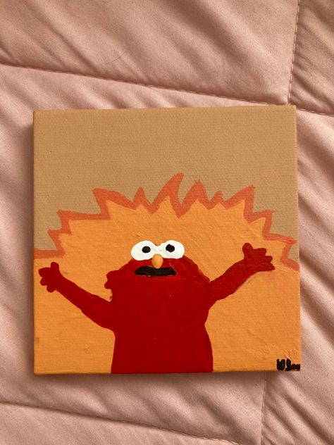 Day 1 🔥 Tela, Simple Painting Ideas Cartoon, Goofy Painting Canvas, Simple Art To Paint, Easy Funny Canvas Painting, Cute Basic Painting Ideas, Spongebob Painting Ideas Easy, Simple But Cute Paintings, Cute Posca Drawings