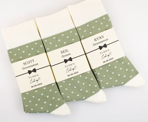 Groom Gift Box, Groom Socks, Junior Groomsmen, Usable Gifts, Groomsmen Socks, Ways To Propose, Polka Dot Socks, Wedding Gifts For Groomsmen, Green Socks