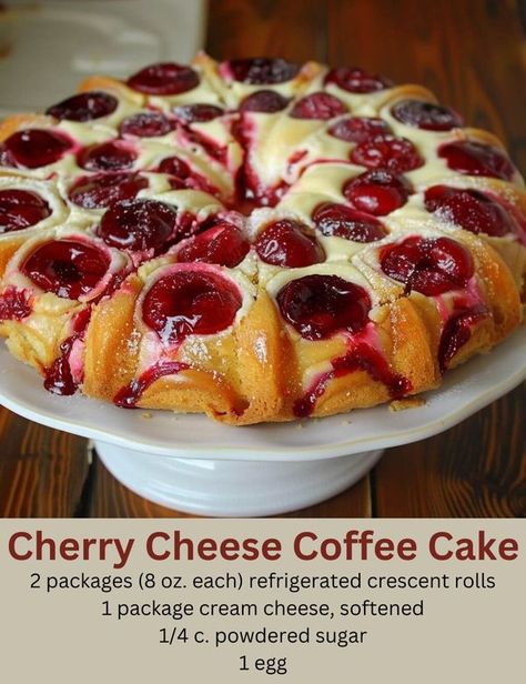 Cherry Coffee Cake Recipes, Cherry Coffee Cake, Easy Quick Recipes, Cheese Coffee Cake, Fruit Pie Filling, Rum Cream, Canned Cherries, Sweet Muffin, Lemon Cake Recipe