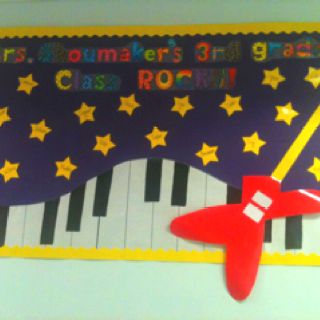 3rd grade rocks bulletin board! Rock Star Theme Classroom, Star Bulletin Boards, Reading Lab, Classroom Vibes, Rock Star Theme, Music Bulletin Boards, Bulletin Boards Theme, Music Classroom Decor, Stars Classroom