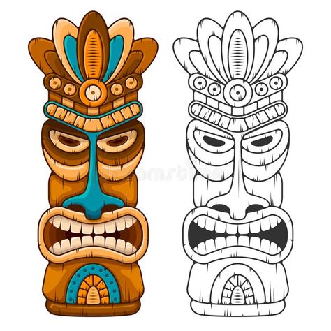 Wooden Tiki mask. Tiki tribal wooden mask. Hawaiian traditional elements. Colore #Sponsored , #ad, #affiliate, #mask, #Wooden, #elements, #tribal Tiki Maske, Totem Tiki, Tiki Masks, Tiki Hawaii, Tiki Tattoo, Tiki Faces, Tiki Head, Tiki Statues, Tiki Totem