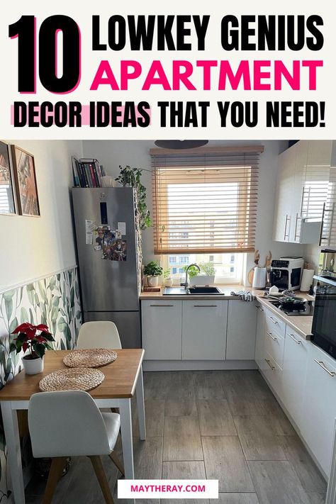 Small Apartment Décor How To Decorate A Small Apartment Ideas, Small Apartment Hacks Rental, Cheap Decorating Ideas For Apartment, Apartment Hacks Rental, Tiny Apartment Ideas, Small Apartment Ideas Space Saving, Kitchen Apartment Ideas, Small Space Apartment Ideas, Small Apartment Hacks