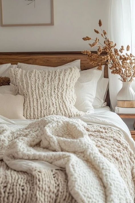 "Transform your bedroom into a haven of comfort with Hygge-Inspired Decor! 🛏️🕯️ Ideal for adding warmth, texture, and a soothing atmosphere. 🌿✨ #HyggeStyle #BedroomDecor #CozyLiving" Hygge Clothes, Alaska House, Hygge Interior, Hygge Aesthetic, Hygge Bedroom, Comfy Space, Cozy Hygge, Emma Style, Cozy Texture